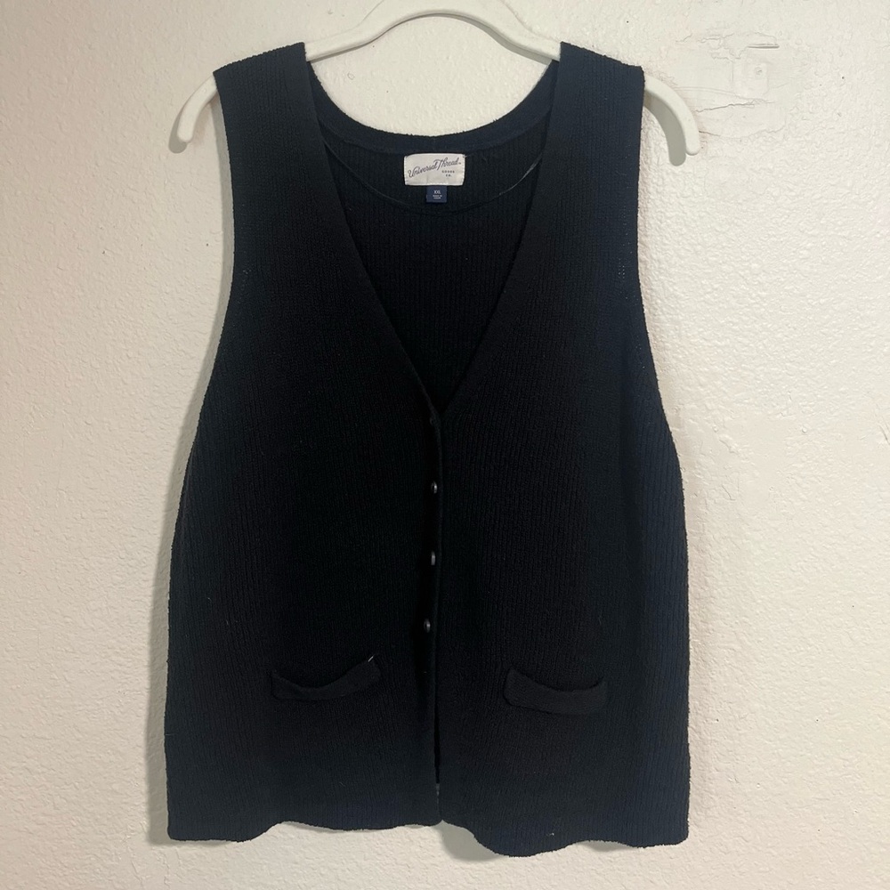 Universal Thread: Black Knit Vest with Button Front